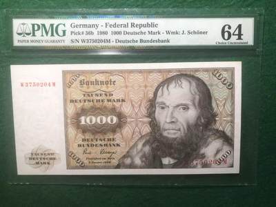 《外钞收藏家》第三百八十六期 - 1980年德国1000马克 舍那 PMG64