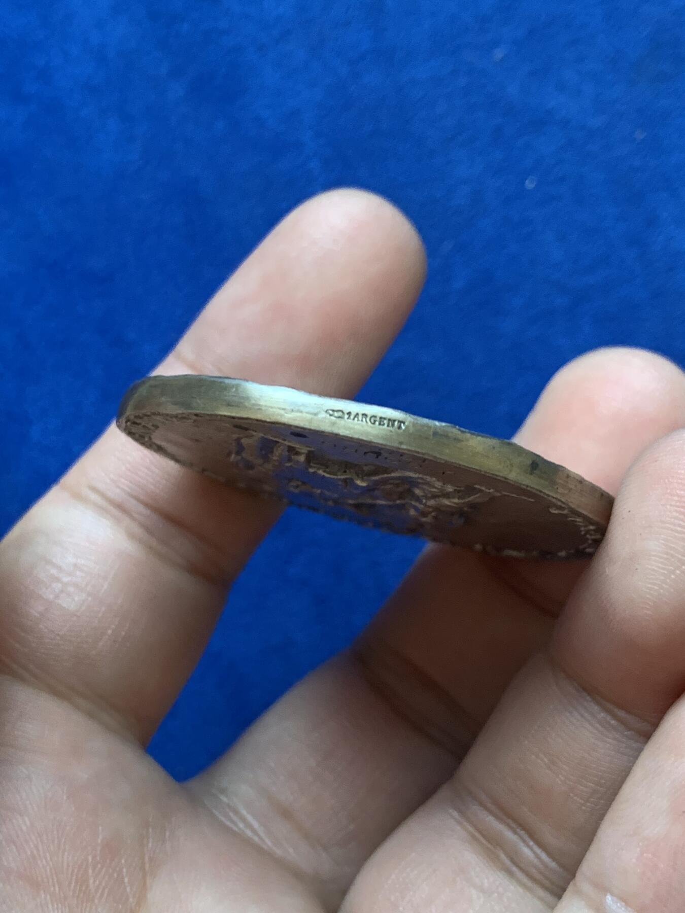 《竞宝斋》第286场-周六， 周日，周一 3场连拍 （全场包邮） 法国1952国家教育银奖牌 丰饶角1ARGENT 45mm 43.9g 原盒