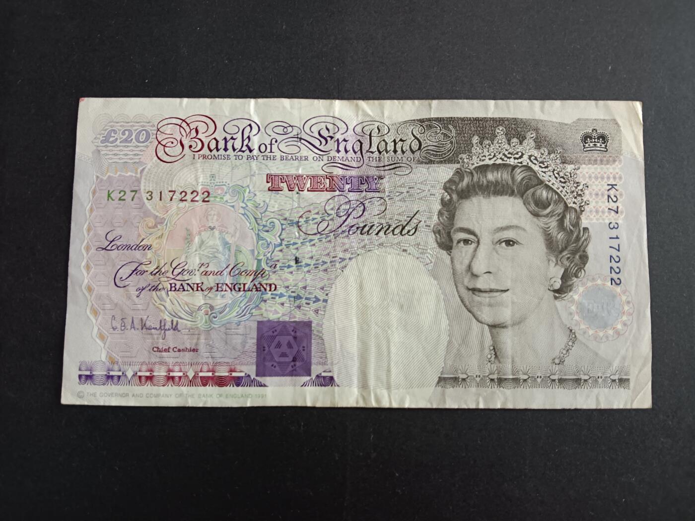 博彦收藏7月10日纸币专场 英国女皇20镑 222豹子号 流通好品