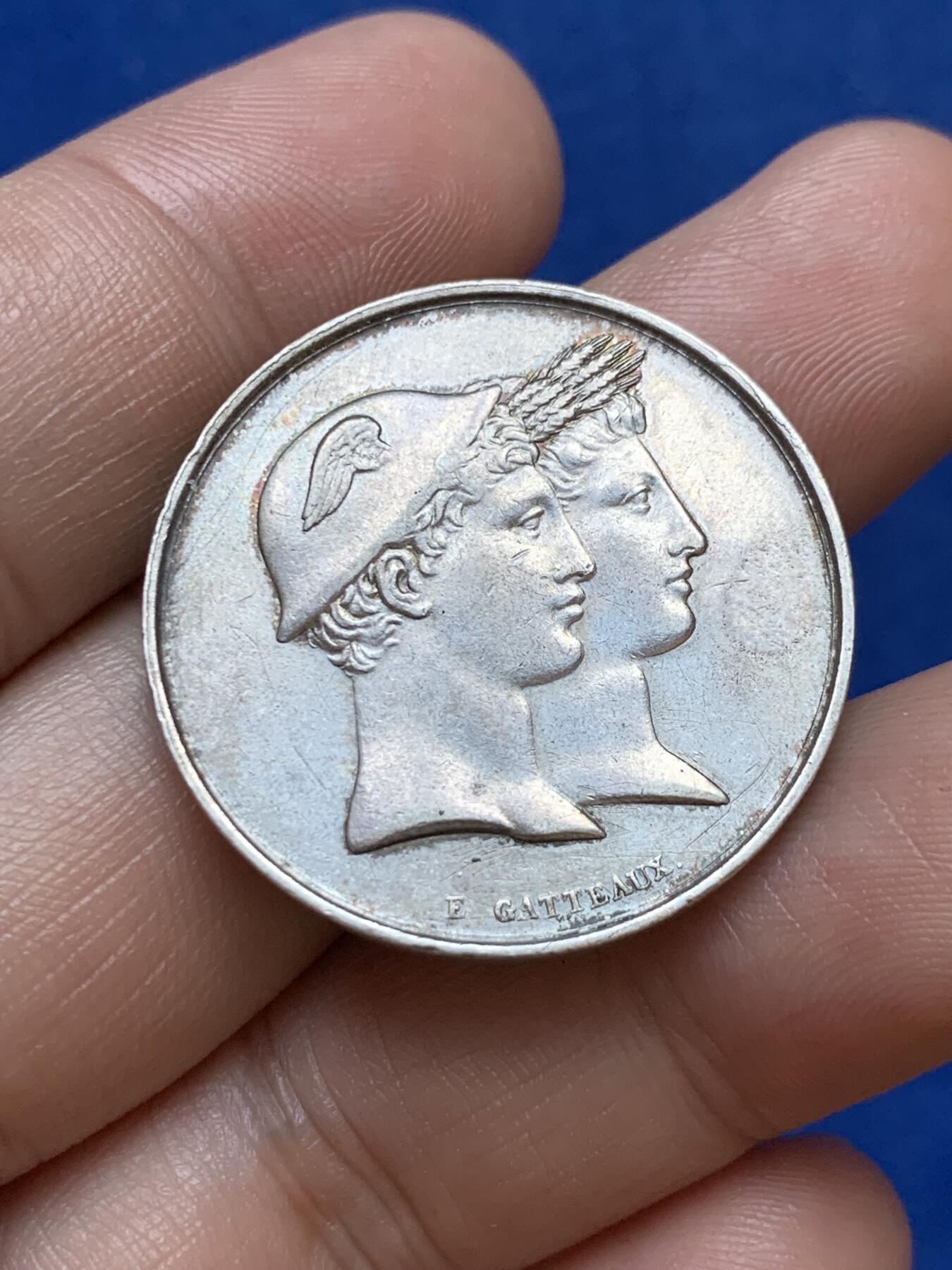 《竞宝斋》第286场-周六， 周日，周一 3场连拍 （全场包邮） 19世纪末法国农业和商业银章 直径31mm 