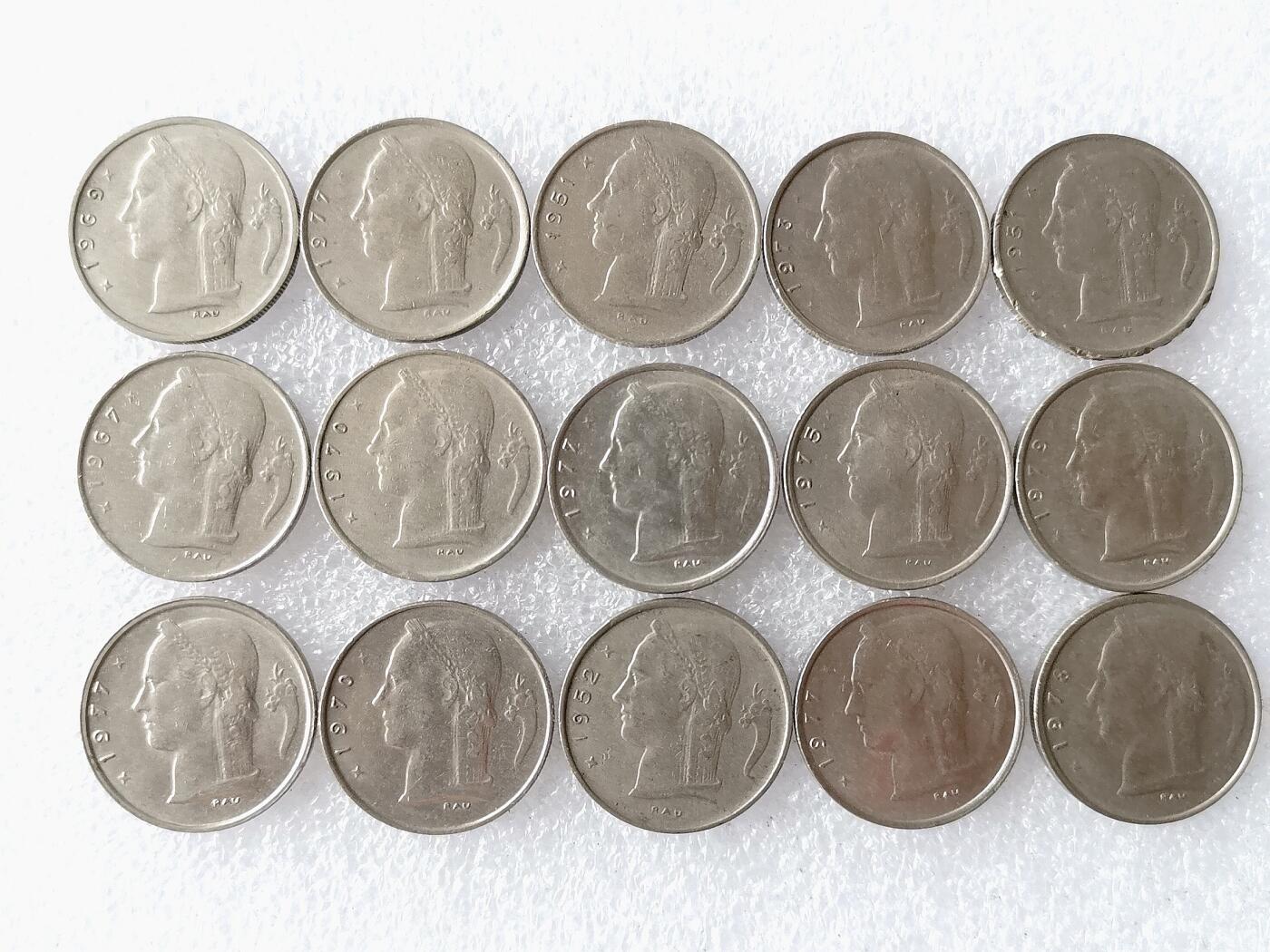 第一海外回流一元起拍收藏 散币专场 第101期 比利时1法郎 15枚