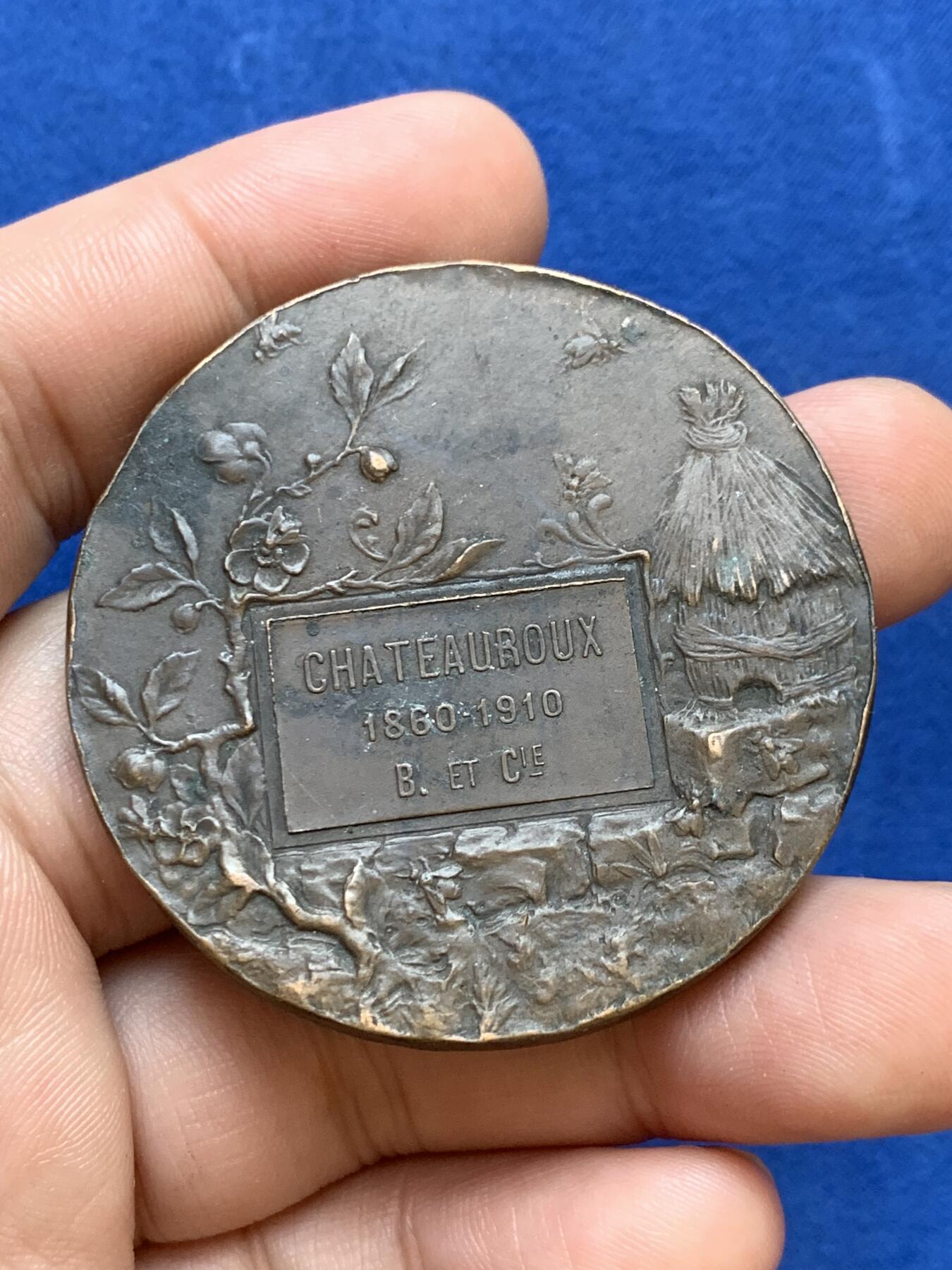 《竞宝斋》第286场-周六， 周日，周一 3场连拍 （全场包邮） 法国1910化学产品贸易总联盟工会铜质奖章 64.1g 49.7mm