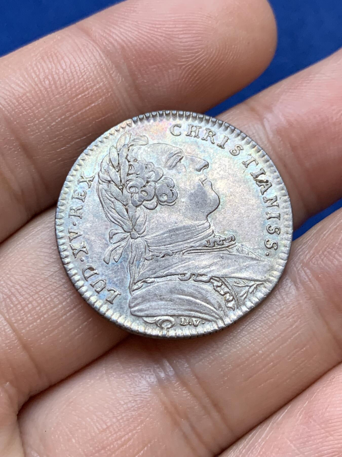 《竞宝斋》第286场-周六， 周日，周一 3场连拍 （全场包邮） 法国路易十五小麦收割临时收入银质代币 7.98g 28.5mm