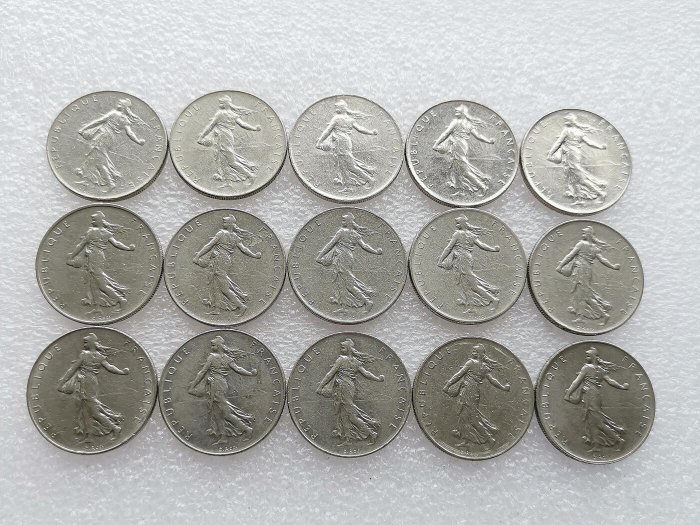 第一海外回流一元起拍收藏 散币专场 第101期 法国1法郎 15枚