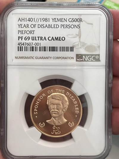 NGC-PF69UC 1981也门残疾年加厚金币带原盒证书 - NGC-PF69UC 1981也门残疾年加厚金币带原盒证书