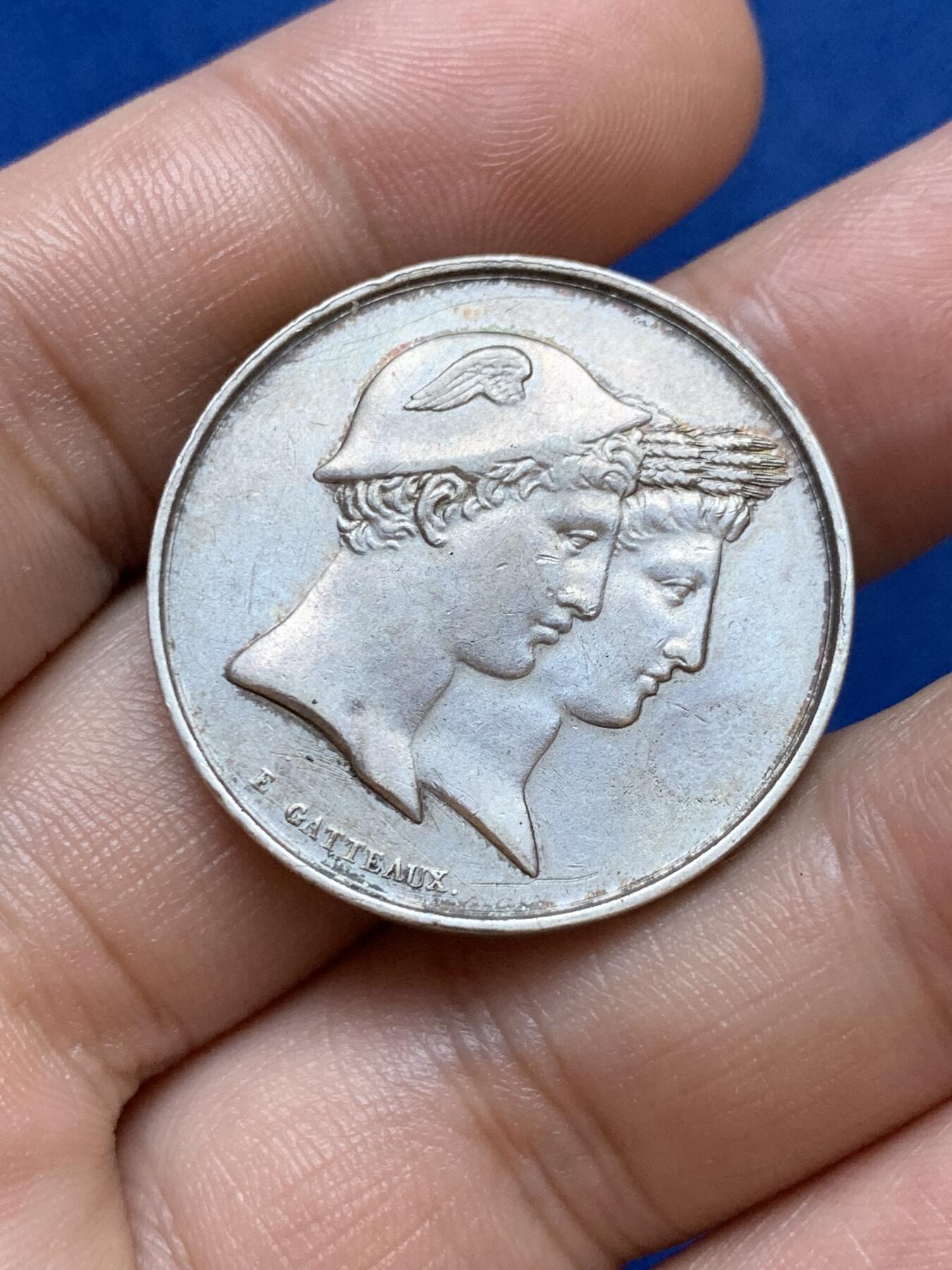 《竞宝斋》第286场-周六， 周日，周一 3场连拍 （全场包邮） 19世纪末法国农业和商业银章 直径31mm 