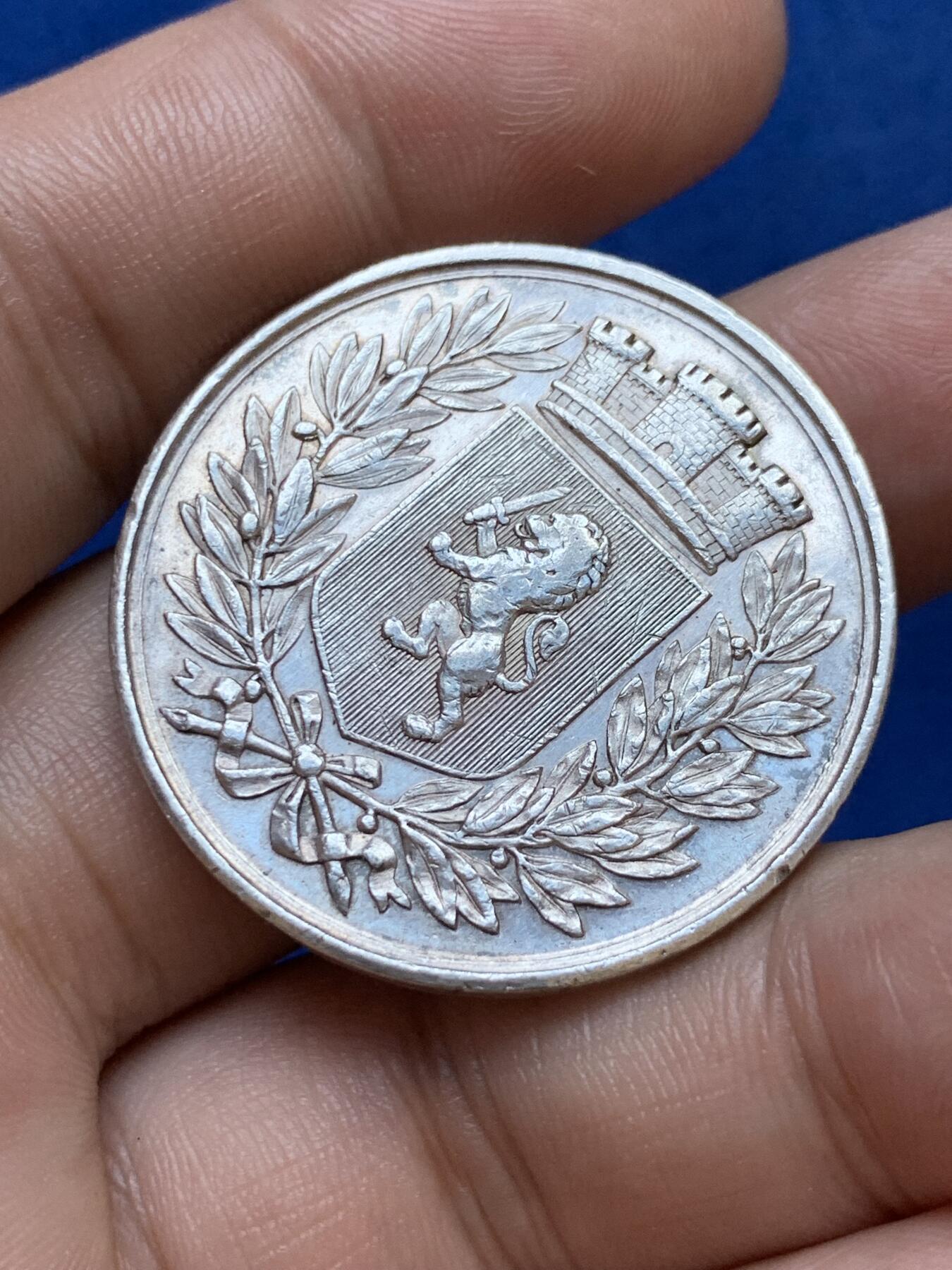 《竞宝斋》第286场-周六， 周日，周一 3场连拍 （全场包邮） 法国1801里昂股票经纪人圆型银代币 丰饶角边铭 35mm 21.7g 