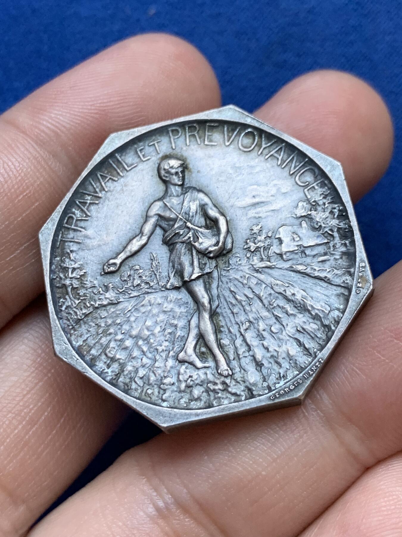 《竞宝斋》第286场-周六， 周日，周一 3场连拍 （全场包邮） 瑞士日内瓦生活播种八角银质代币 33.7mm 24.8g