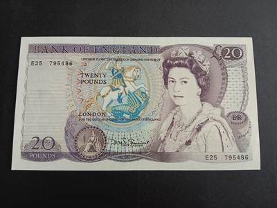 博彦收藏7月10日纸币专场 - 英国女皇20英镑 AU 9品 乱蛇号795486