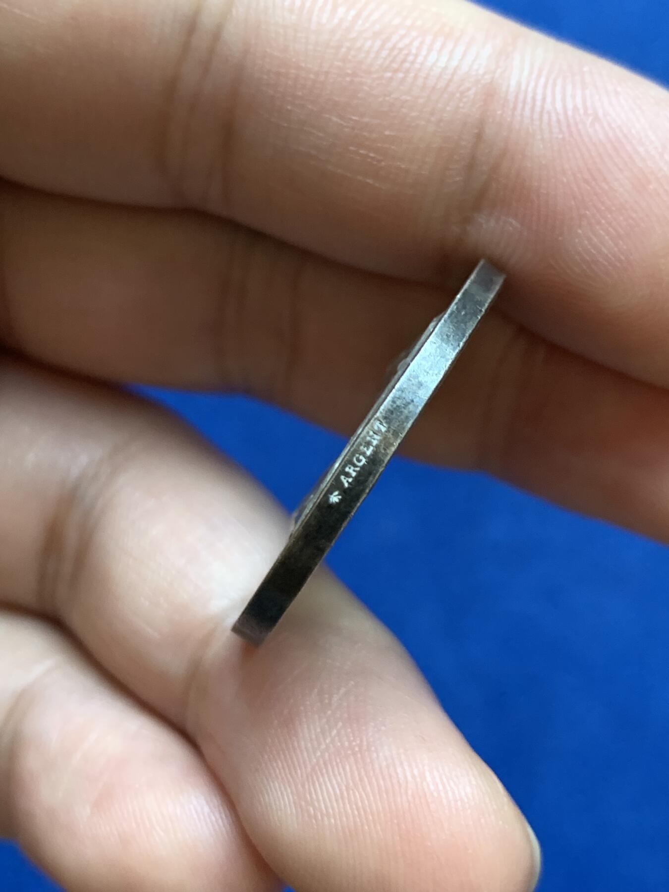 《竞宝斋》第286场-周六， 周日，周一 3场连拍 （全场包邮） 法国婚姻纪念圆型银代币 蜜蜂边铭 28mm 11.1g