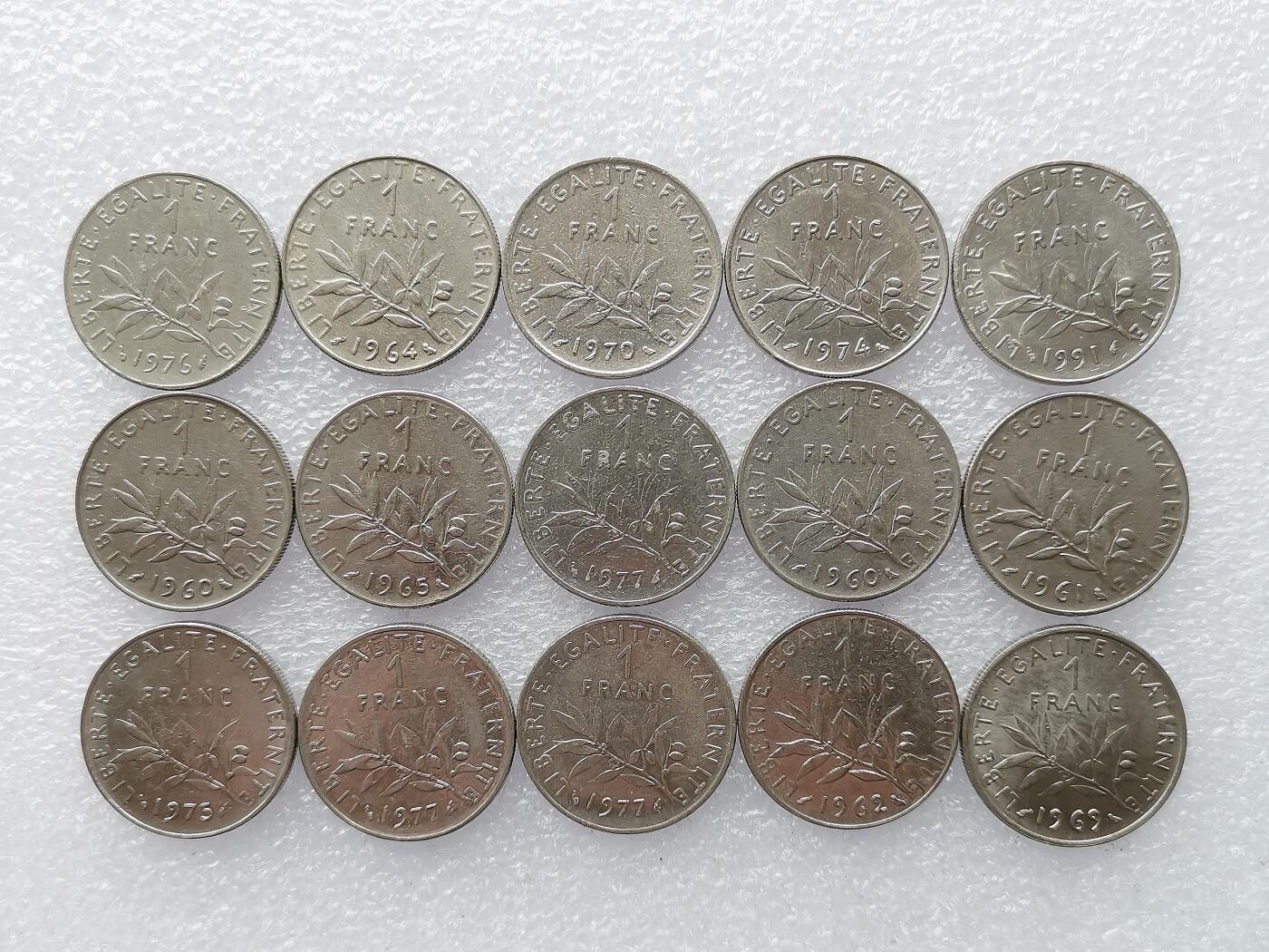 第一海外回流一元起拍收藏 散币专场 第101期 法国1法郎 15枚