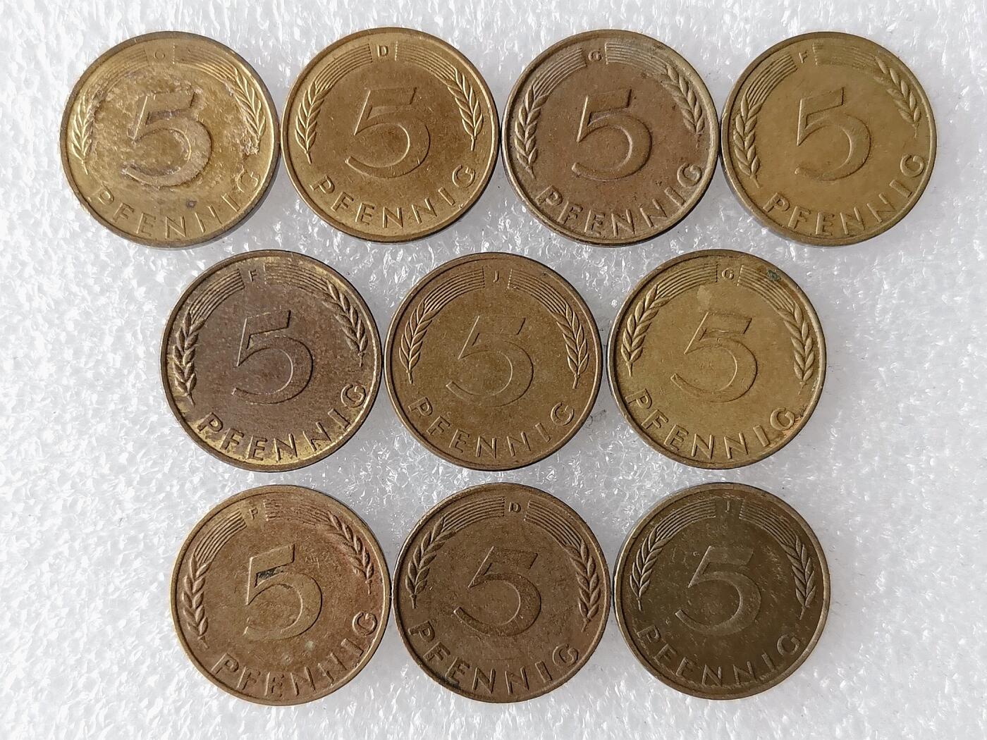 第一海外回流一元起拍收藏 散币专场 第101期 德国5芬尼 10枚
