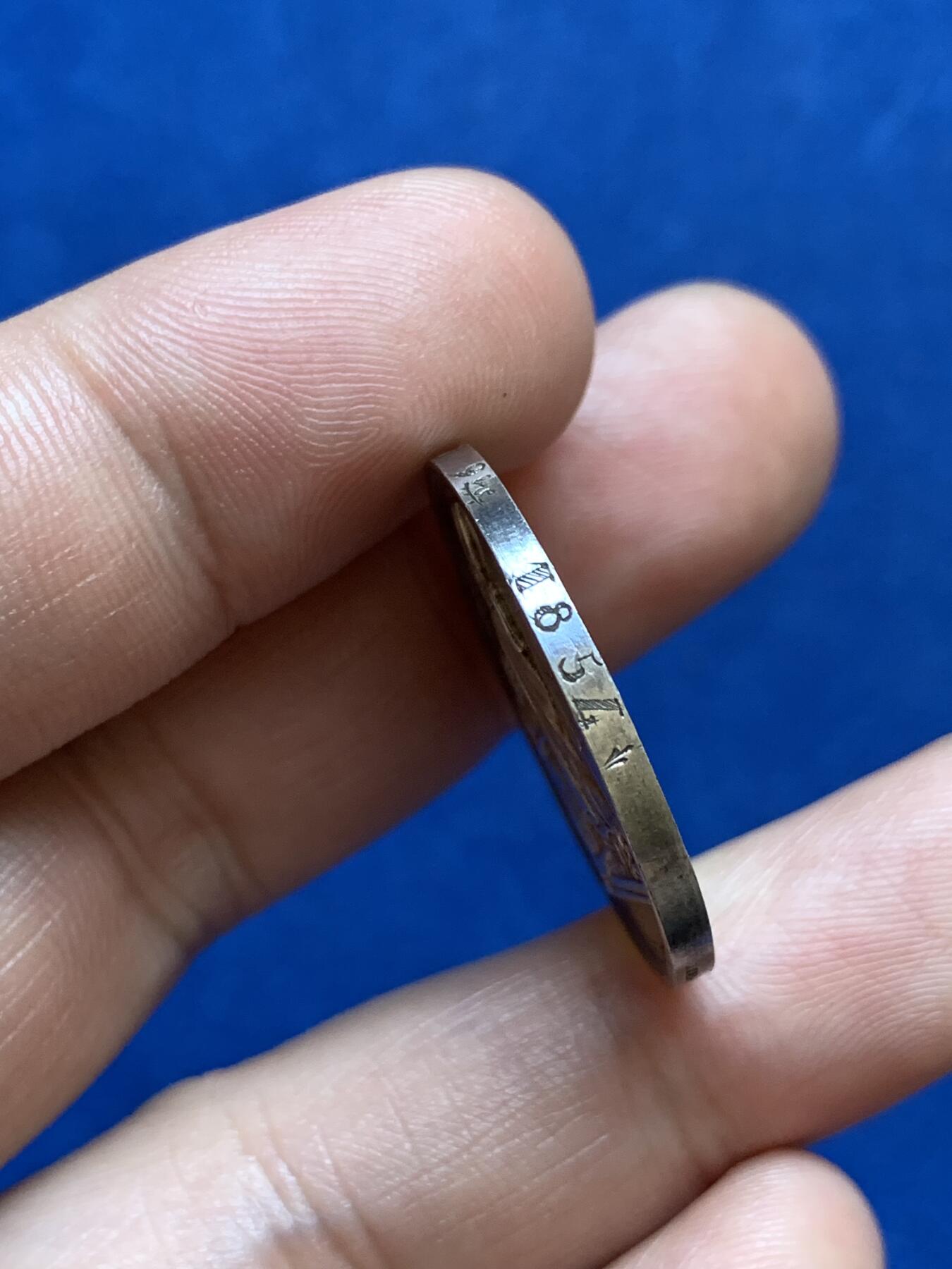 《竞宝斋》第286场-周六， 周日，周一 3场连拍 （全场包邮） 法国1854基督教婚礼圆型银代币 27mm 9.5g 手指边铭