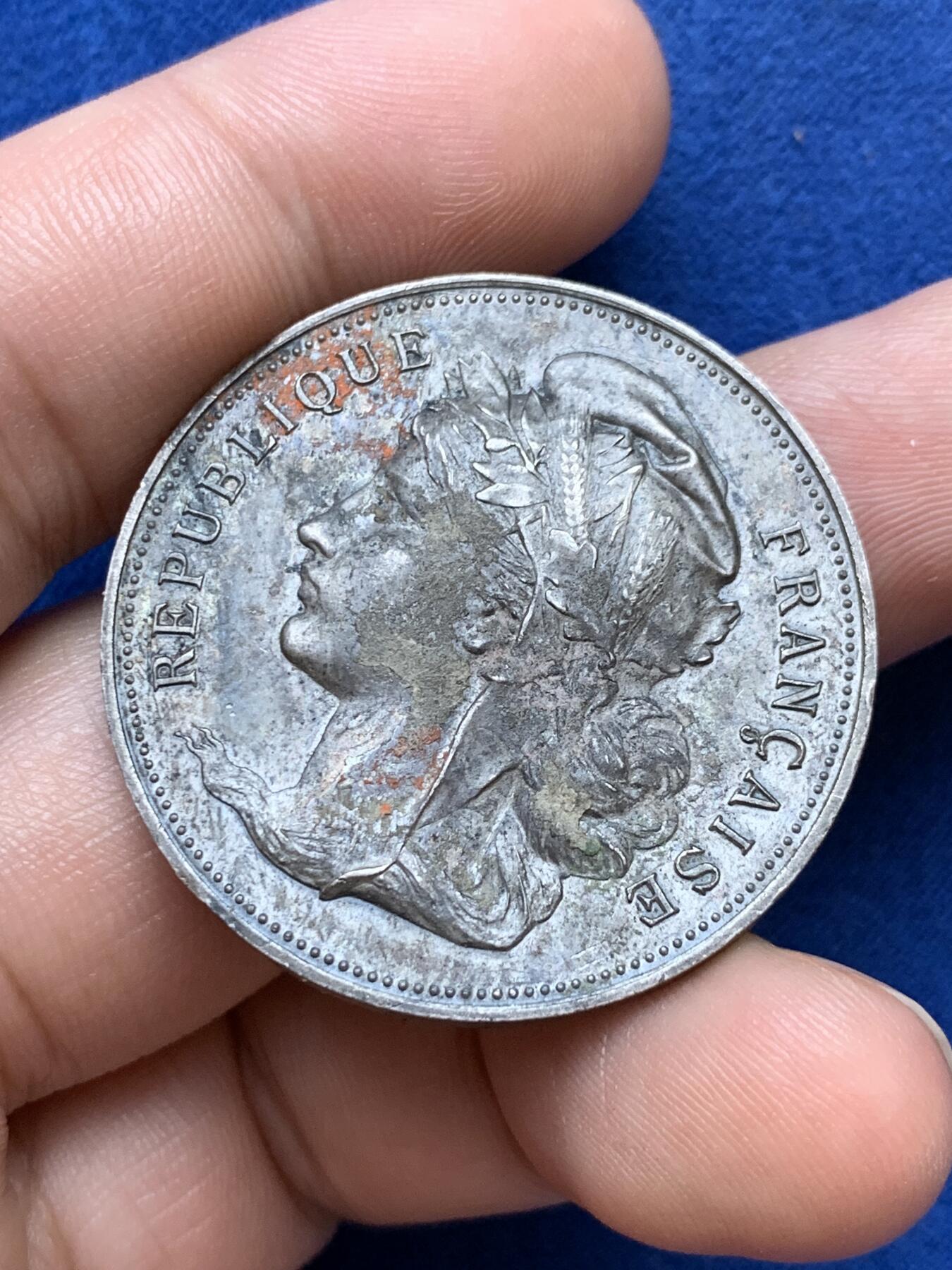 《竞宝斋》第286场-周六， 周日，周一 3场连拍 （全场包邮） 法国1895希农地区农业展银奖章 950/1000 36mm 22.4g 