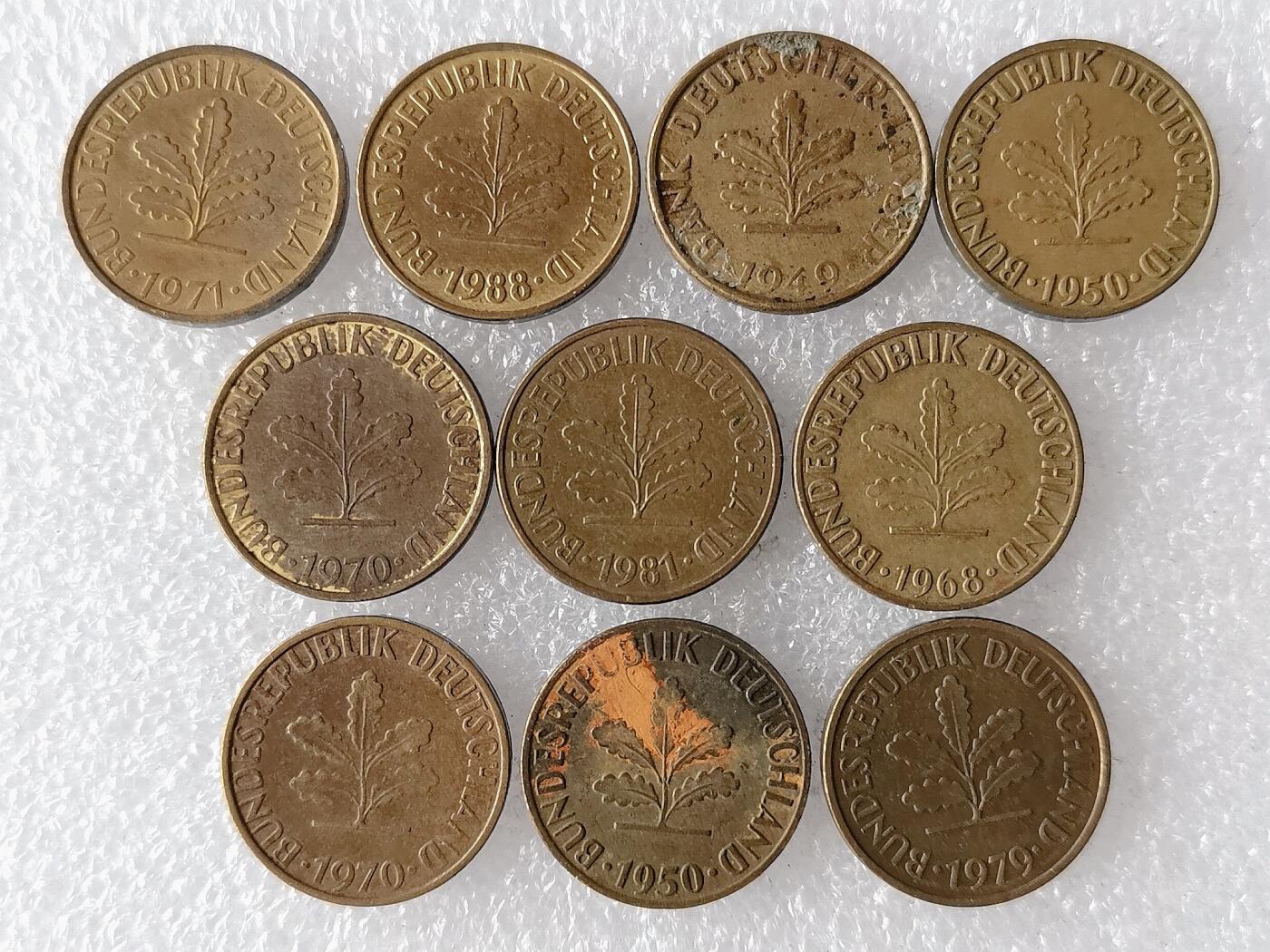 第一海外回流一元起拍收藏 散币专场 第101期 德国5芬尼 10枚