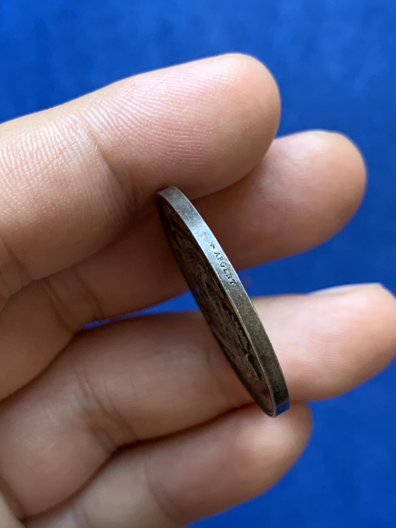 《竞宝斋》第286场-周六， 周日，周一 3场连拍 （全场包邮） 法国婚姻纪念圆型银代币 蜜蜂边铭 30mm 12.3g