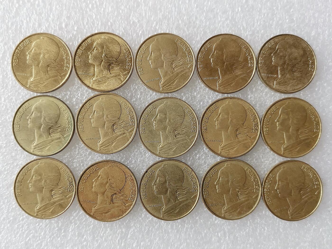 第一海外回流一元起拍收藏 散币专场 第101期 法国10分黄铜币 15枚