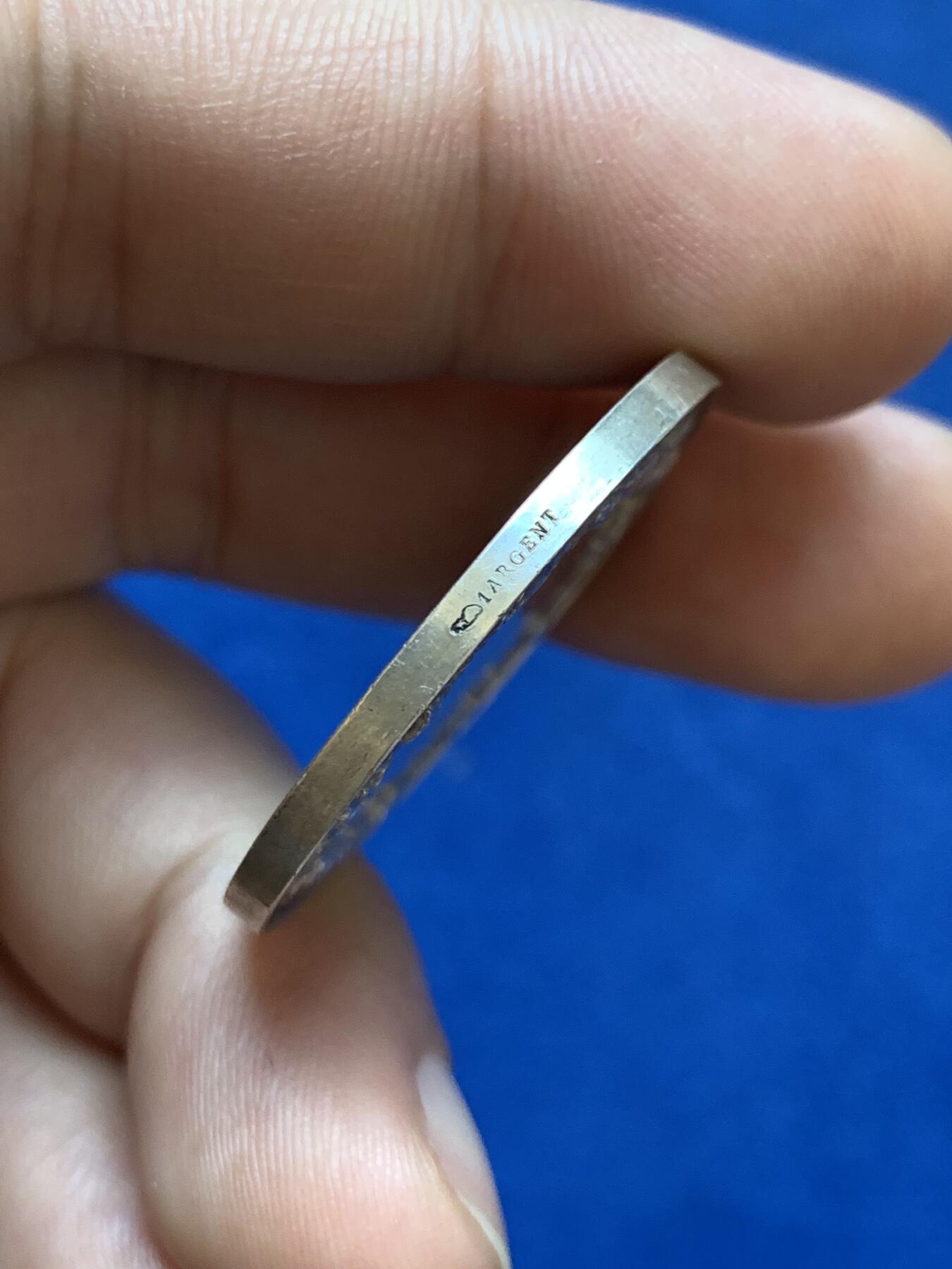 《竞宝斋》第286场-周六， 周日，周一 3场连拍 （全场包邮） 法国基督教婚礼圆型银代币 丰饶角1ARGENT 32mm 16.7g