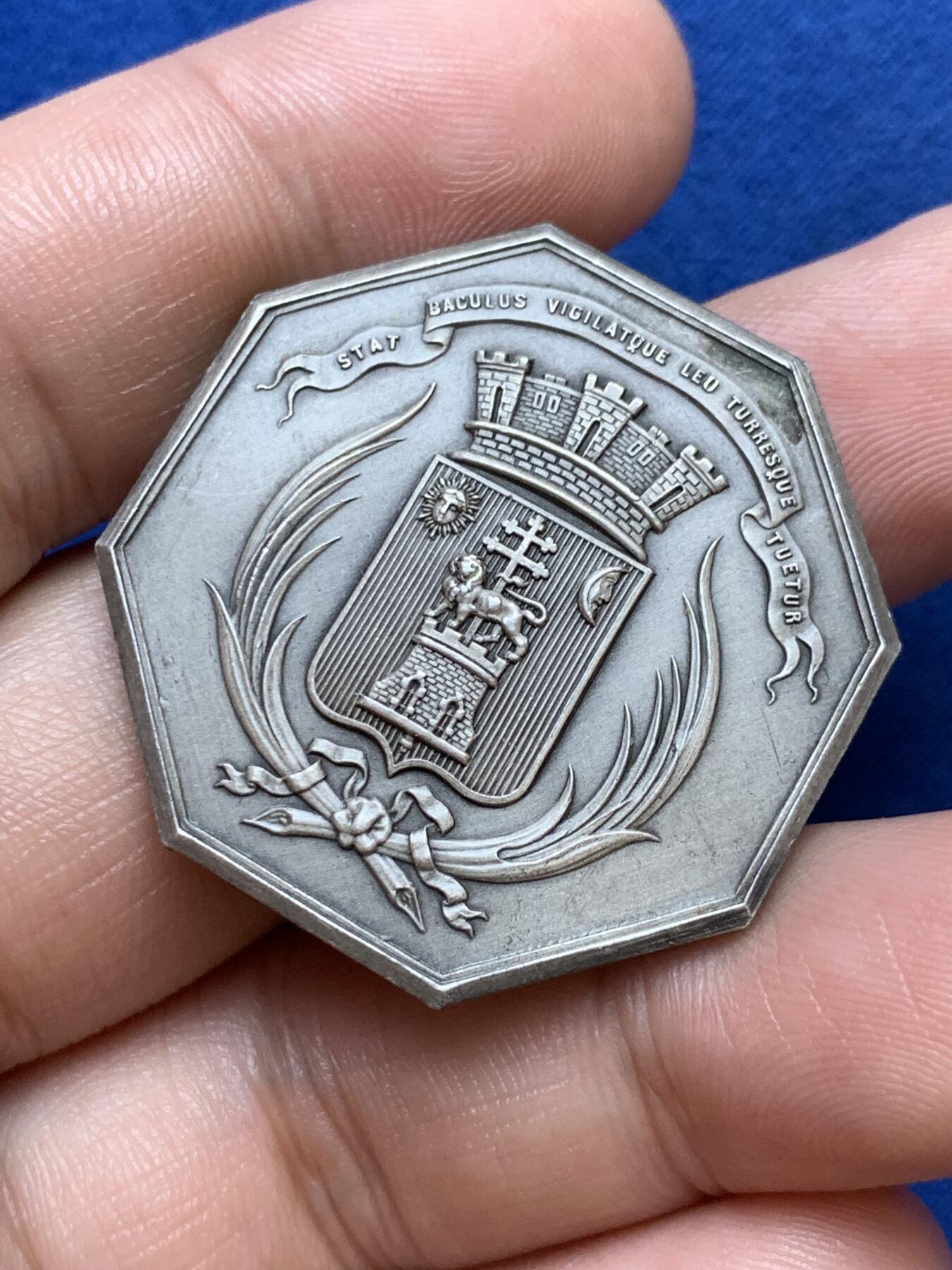 《竞宝斋》第286场-周六， 周日，周一 3场连拍 （全场包邮） 法国1835皇家法令八角银代币 丰饶角2ARGENT边铭 34mm 20.3g