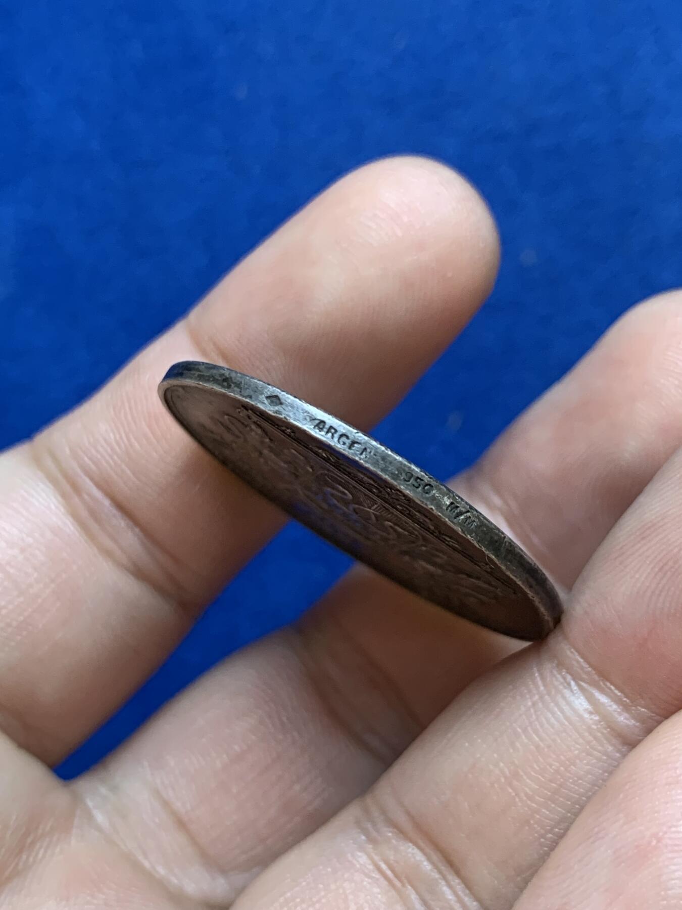 《竞宝斋》第286场-周六， 周日，周一 3场连拍 （全场包邮） 法国莫城储蓄银行圆型银代币 棱形边铭 33mm 13g 