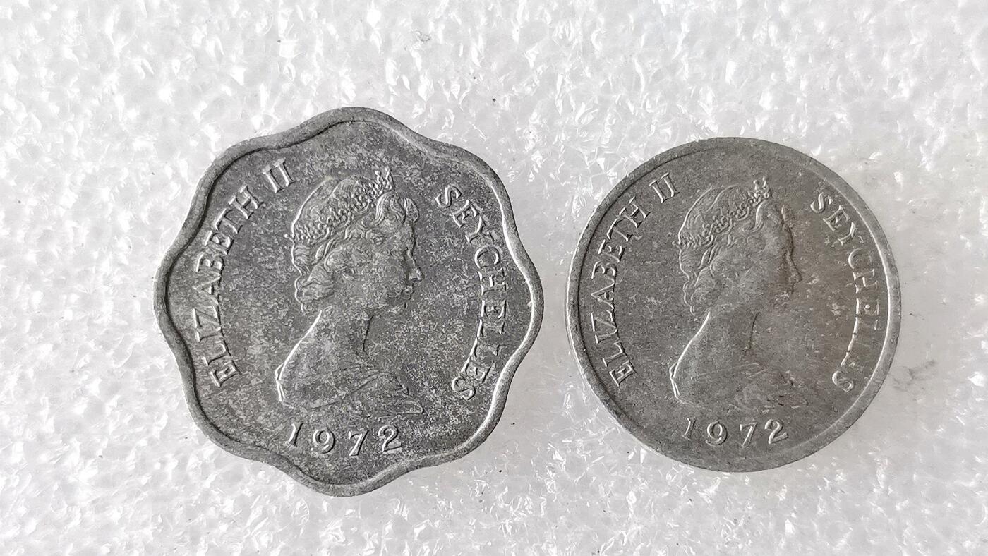 第一海外回流一元起拍收藏 散币专场 第101期 塞舌尔1972年1-5分FAO 纪念币2枚全套