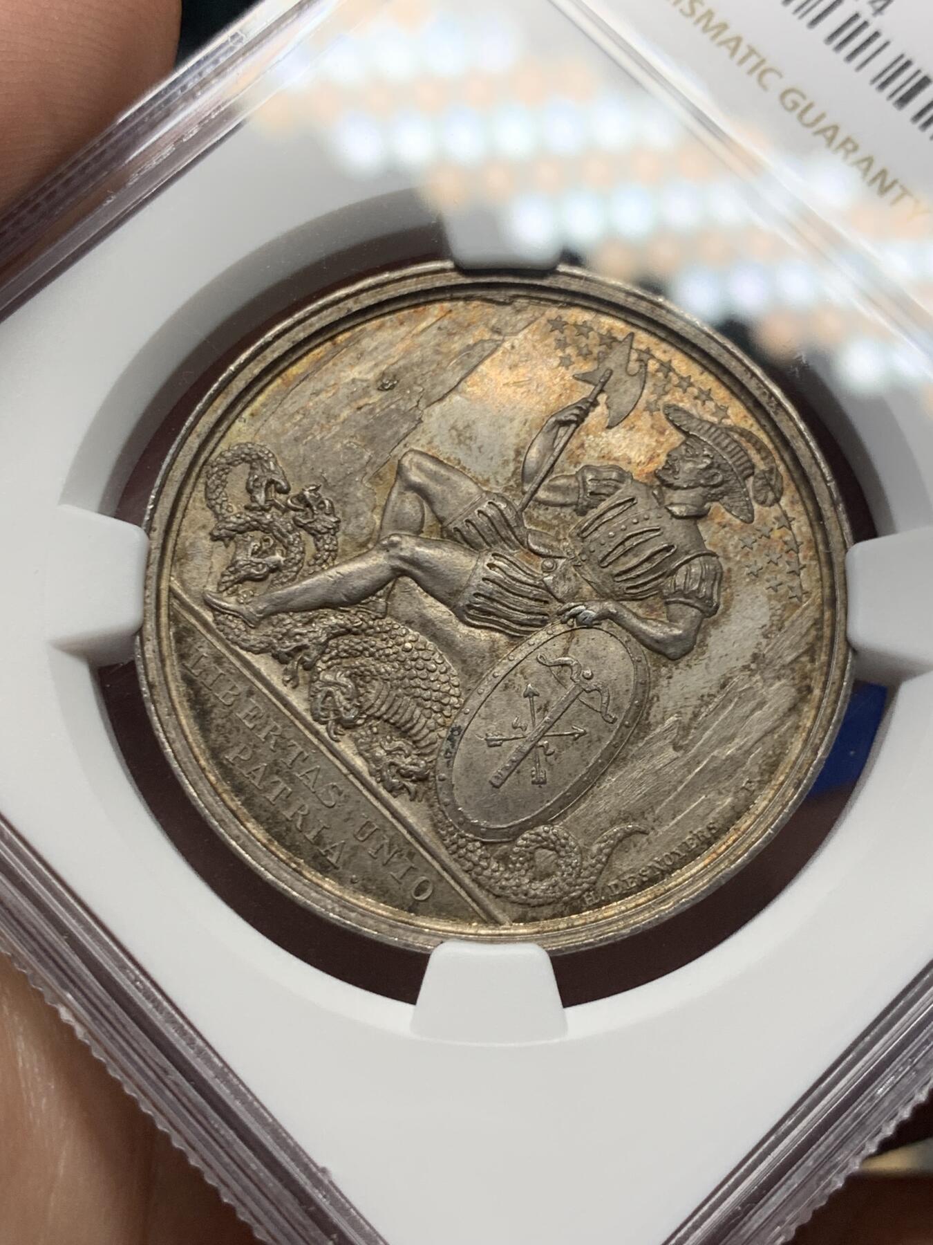 《竞宝斋》第286场-周六， 周日，周一 3场连拍 （全场包邮） NGC MS63 瑞士1821巴黎慈善协会银章