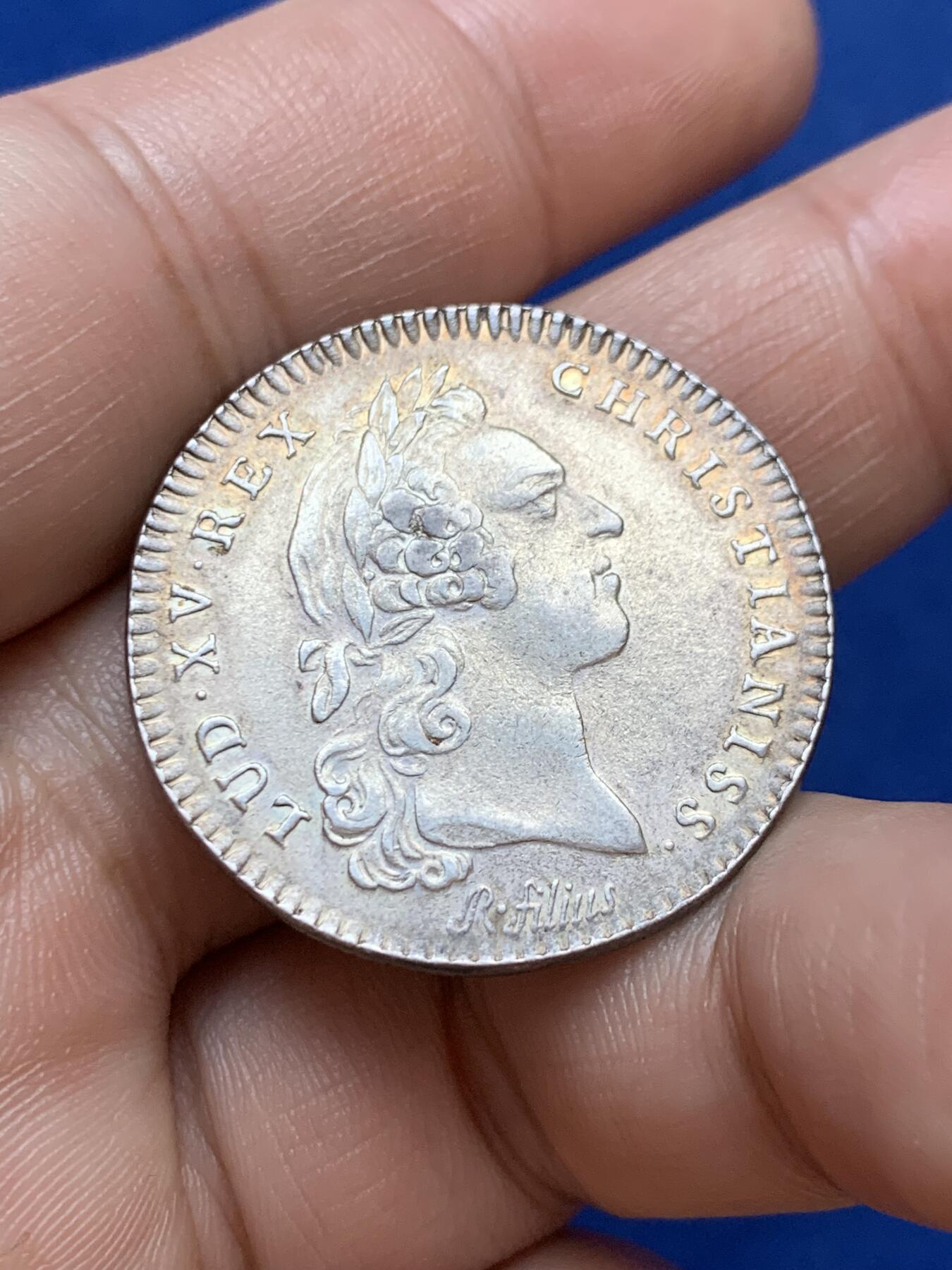 《竞宝斋》第286场-周六， 周日，周一 3场连拍 （全场包邮） 法国1764路易十五年金支付银质代币 9.66g 31mm