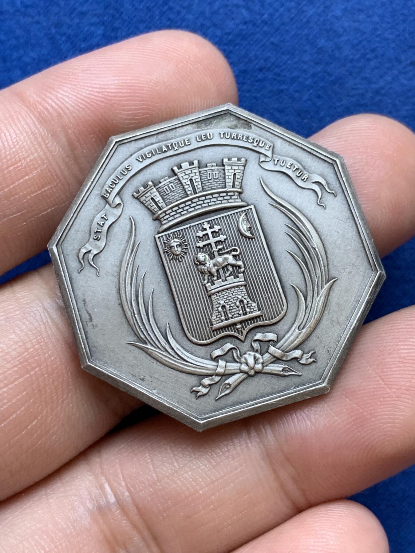 《竞宝斋》第286场-周六， 周日，周一 3场连拍 （全场包邮） 法国1835皇家法令八角银代币 丰饶角2ARGENT边铭 34mm 20.3g