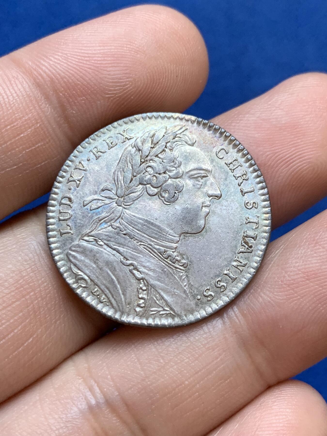 《竞宝斋》第286场-周六， 周日，周一 3场连拍 （全场包邮） 法国路易十五小麦收割临时收入银质代币 7.98g 28.5mm