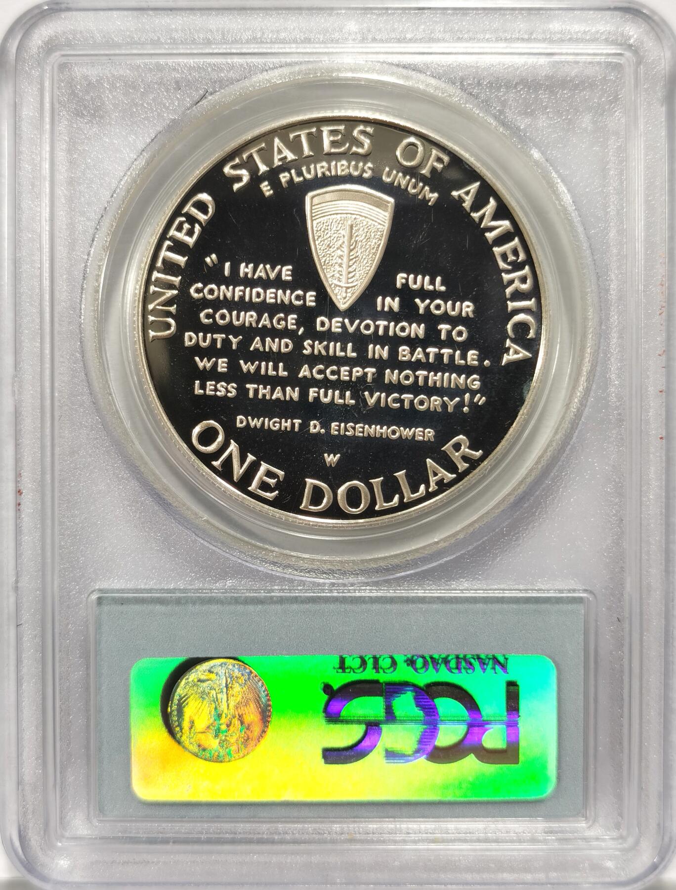 博洋堂世界钱币拍卖第084期（全场包邮） 1991-1995美国纪念二战胜利50周年1元精制银币NGC-PR68DCAM，PROOF精制币，币面清爽干净又漂亮，打制精美，PC老白盒严评无官网图