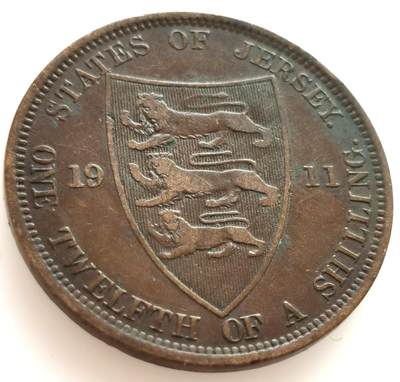  老藏家专场- 大英帝国本土、附属岛国、加拿大、澳大利亚等20240706场次（中拍皆有赠品），每周两拍，可寄存，周日统一发货 - 英属泽西1911年乔治五世老铜币