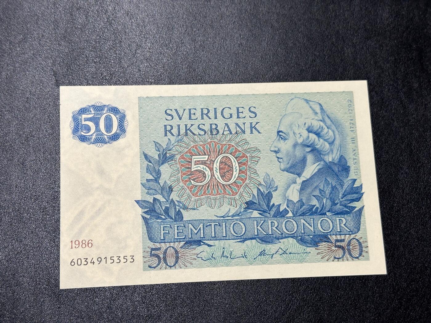 《外钞收藏家》第三百八十八期 1986年瑞典50克朗 全新