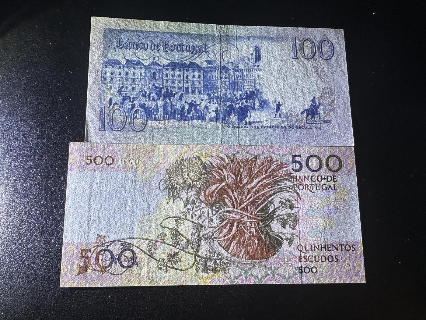 《外钞收藏家》第三百八十八期 1981年葡萄牙100 AU+500面额 全新 两张一起
