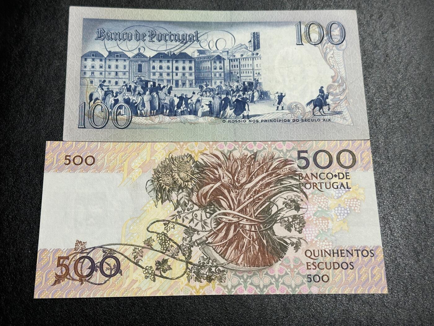 《外钞收藏家》第三百八十八期 1981年葡萄牙100 AU+500面额 全新 两张一起