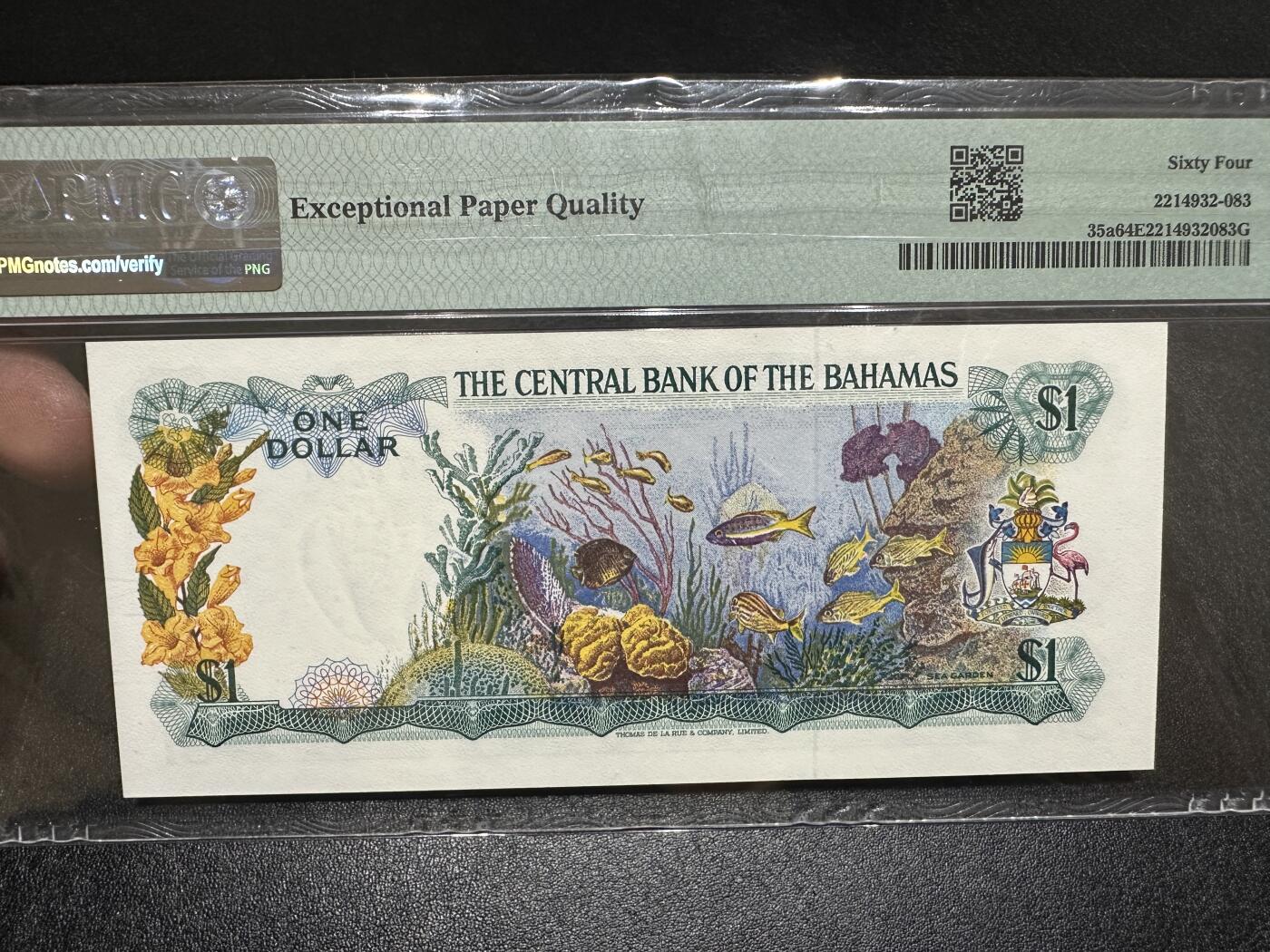 《外钞收藏家》第三百八十七期 1974年巴哈马1刀 PMG64E