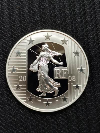道一币馆币章第七十七场 - 法国2008年第五共和国50周年1.5欧元精制纪念银币 22.2g 900S 10000