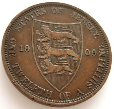  老藏家专场- 大英帝国本土、附属岛国、加拿大、澳大利亚等20240706场次（中拍皆有赠品），每周两拍，可寄存，周日统一发货 - 英属泽西1909年爱德华七世1/12先令铜币