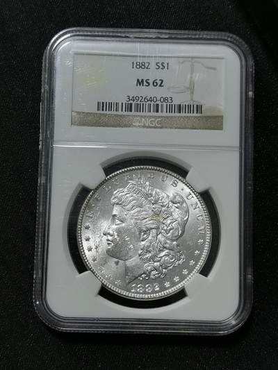 天下钱庄国内外钱币全场保真欢迎参拍 - NGC MS62 1882美国摩根一美元银币