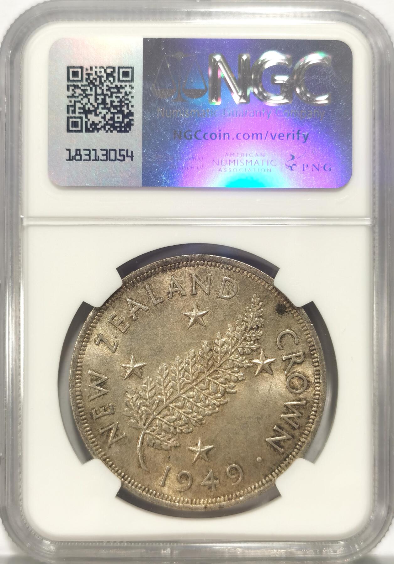 博洋堂世界钱币拍卖第084期（全场包邮） NGC MS63 新西兰1949年乔六1克朗，非常标准的出厂黄油彩，值得收藏
