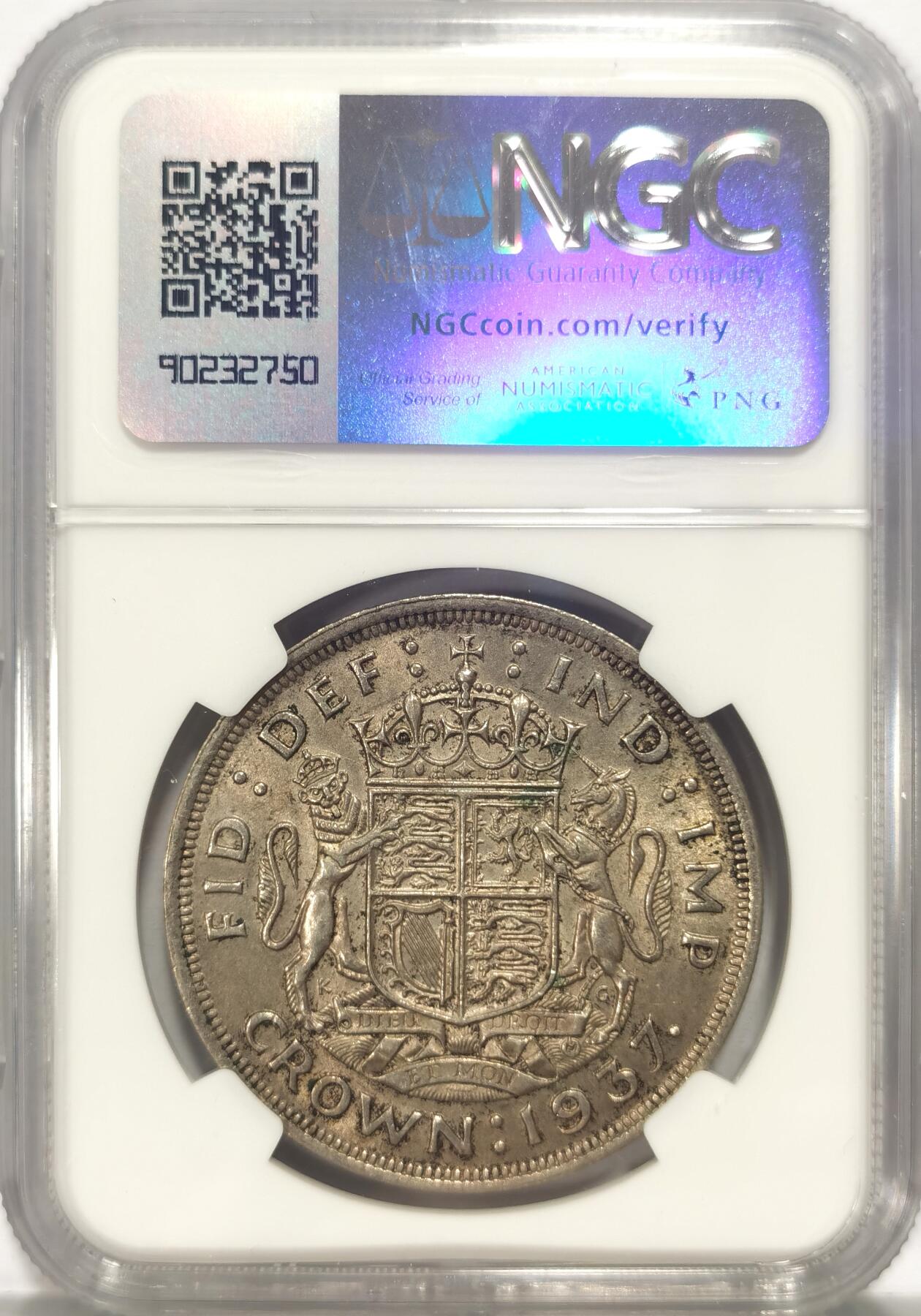 博洋堂世界钱币拍卖第084期（全场包邮） NGC AU58 英国1937年乔六登基1克朗，重彩压分，重评有机会上MS
