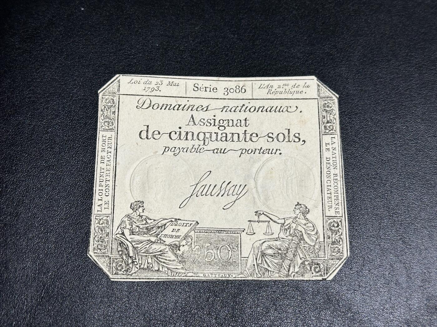 《外钞收藏家》第三百八十八期 1793年法国大革命时期纸币50苏 基本全新