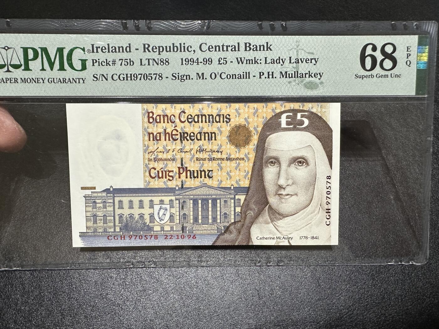 《外钞收藏家》第三百八十七期 1996年爱尔兰5镑 PMG68 超高分