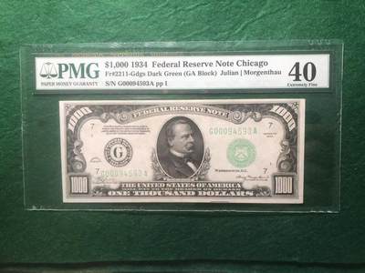 《外钞收藏家》第三百八十七期 - 1934年美国1000美元 PMG40 稀少