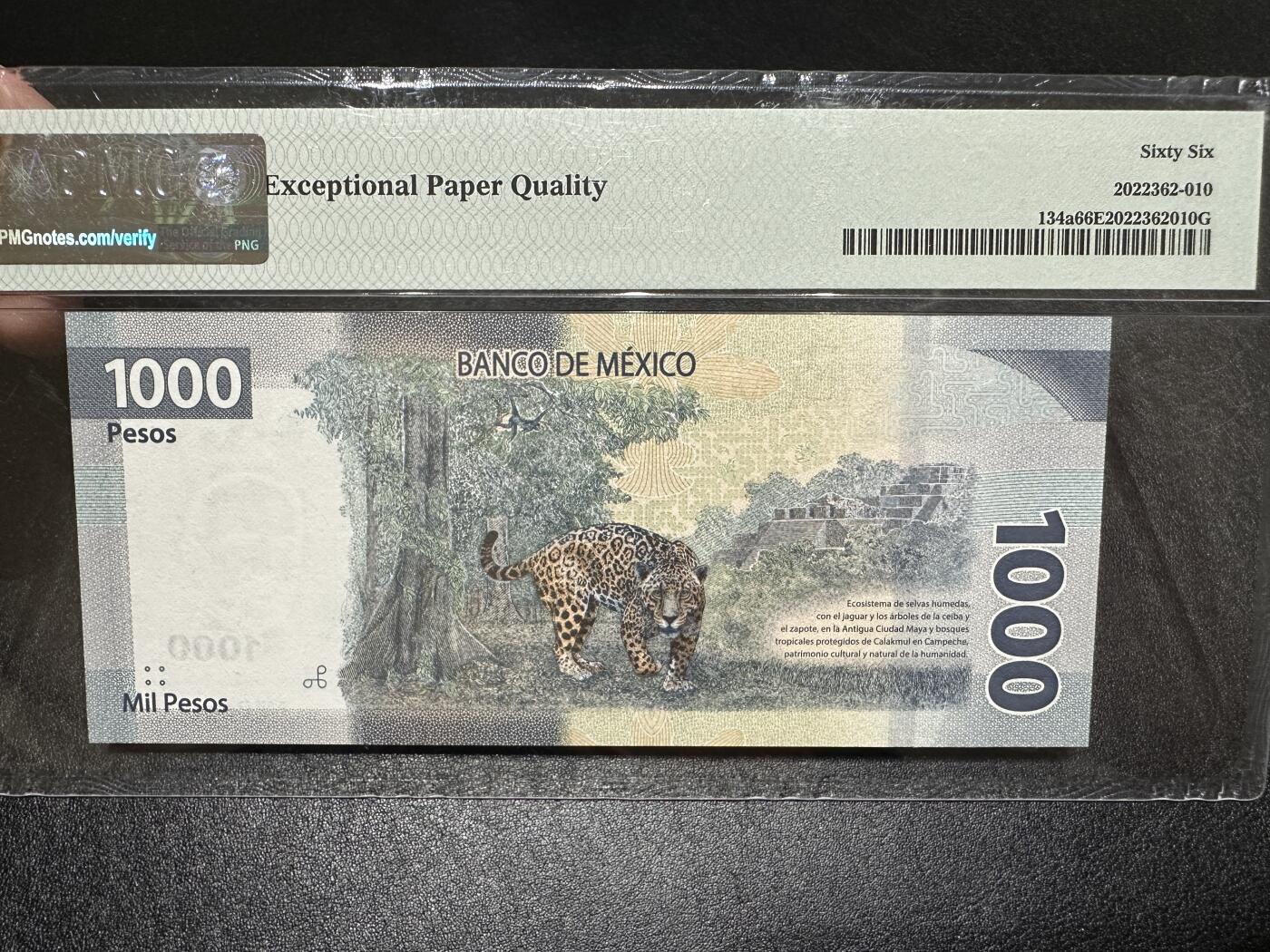 《外钞收藏家》第三百八十七期 2019年墨西哥1000比索 PMG66 尾8