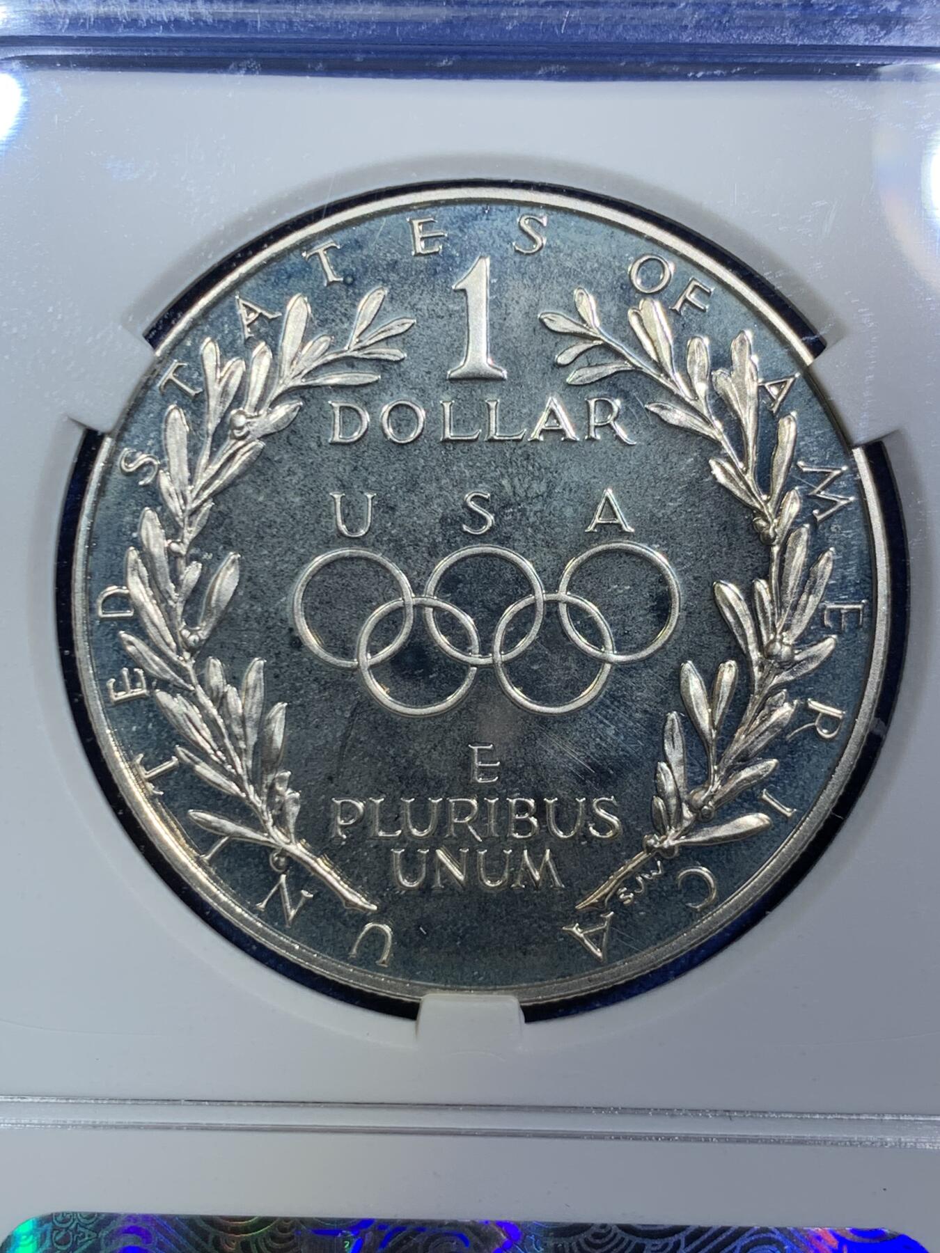 《竞宝斋》第287场-周六， 周日，周一 3场连拍 （全场包邮） ACG PF66 美国1988年汉城奥运会1美元精制银币