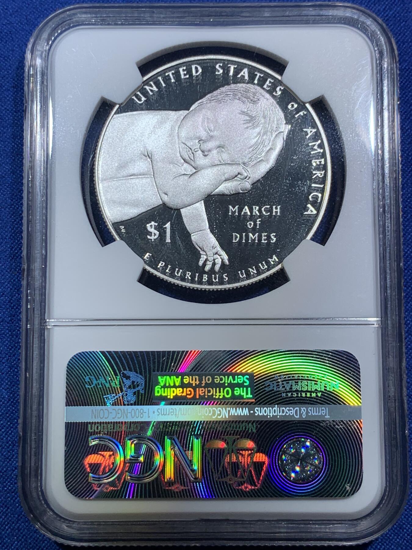 《竞宝斋》第287场-周六， 周日，周一 3场连拍 （全场包邮） NGC PF69UC 美国2015年畸形儿基金会1美元精制银币 克劳斯2017年获奖币 最富激情币 PROOF精制币 币面清爽干净又漂亮 打制精美