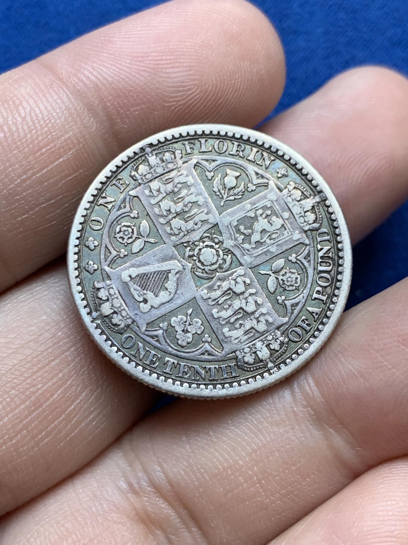 《竞宝斋》第287场-周六， 周日，周一 3场连拍 （全场包邮） 1849年英国维多利亚无神弗洛林银币 老味道 细节很好