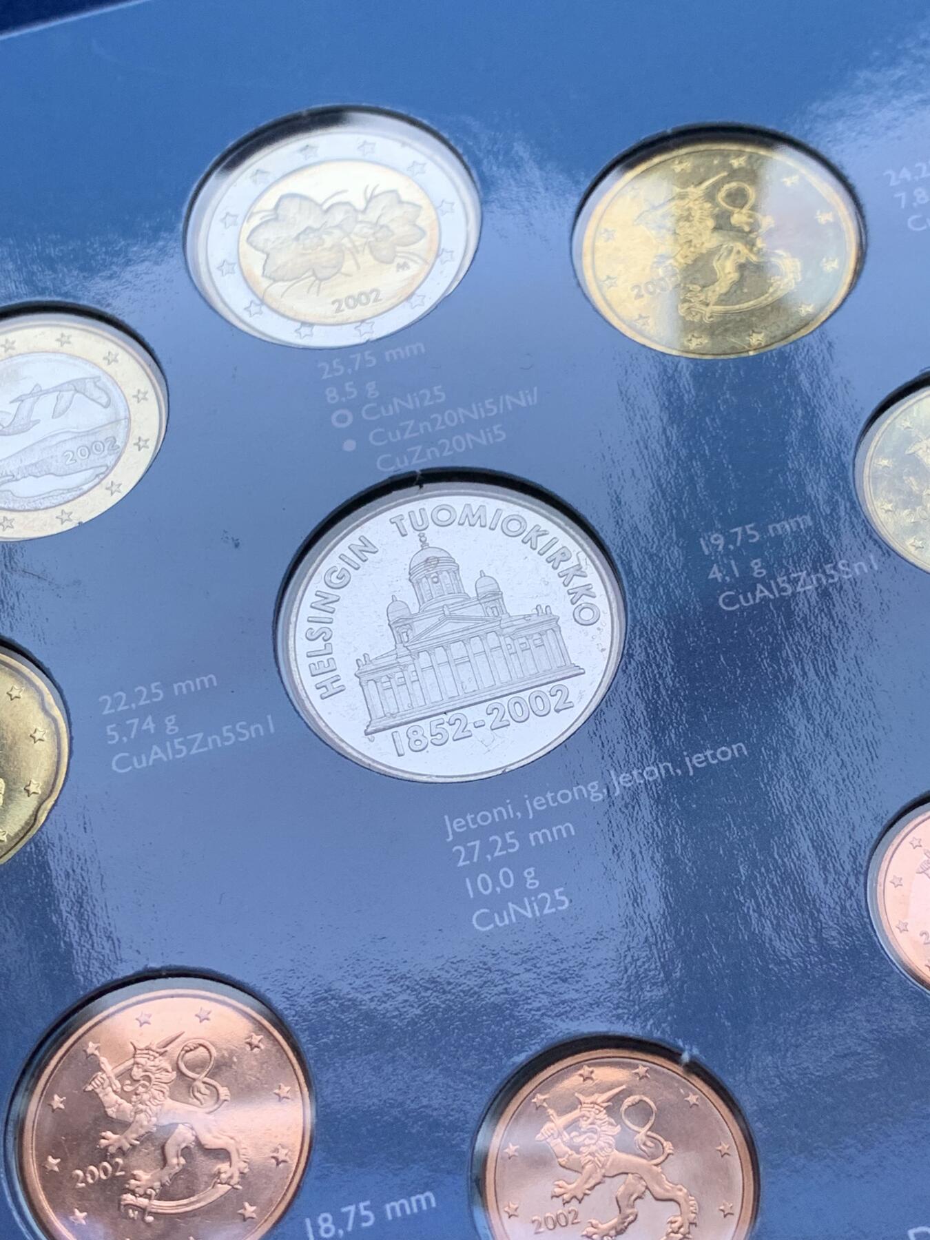 《竞宝斋》第287场-周六， 周日，周一 3场连拍 （全场包邮） 芬兰2002年精制套币 狮子不拿刀 少见欧元品种