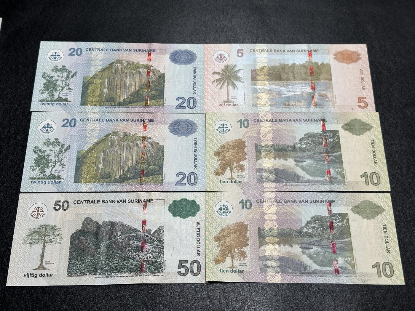 《外钞收藏家》第三百八十九期 苏里南 六张一起 非全新
