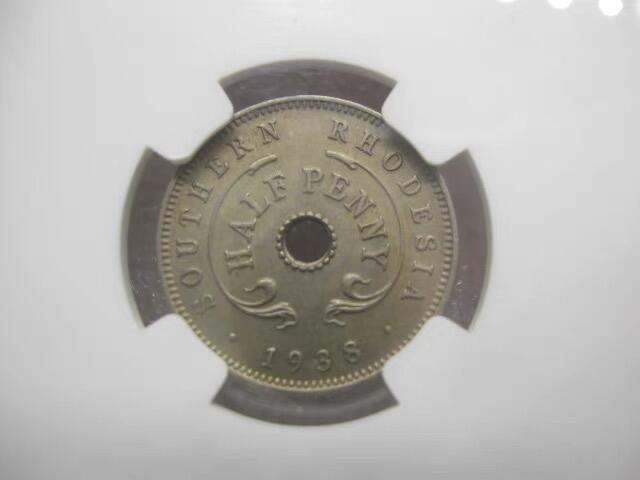 NGC-MS63英属南罗德西亚1938年1/2便士